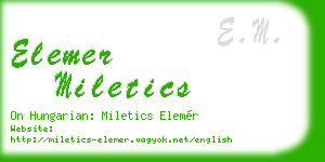 elemer miletics business card