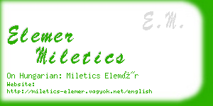elemer miletics business card